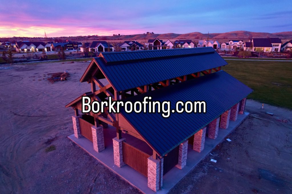 Standing seam metal roof at sunset in Terra View, Eagle, Idaho